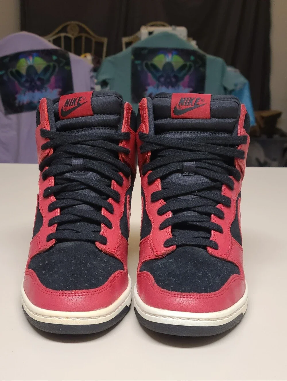 Nike Dunk Sky Hi Essentials Bred hidden wedge skateboard sneakers size 8
